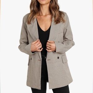 NWT Petal & Pup Tan Checkered double Elegant breasted Blazer Oversized size 10